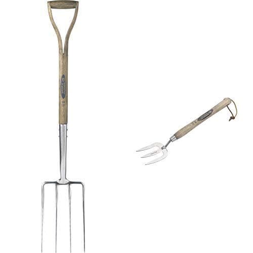 Image of Spear & Jackson 4550DF Traditional Stainless Steel Digging Fork and 5110WF Traditional Stainless Steel, Long Handled Weed Fork, 12-inch