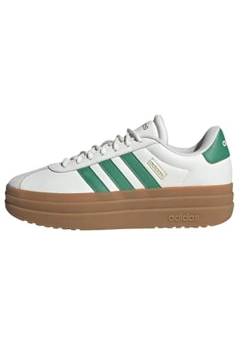 Image of adidas Women's VL Court Bold Shoes, core White/Court Green/Gold met., 5 UK