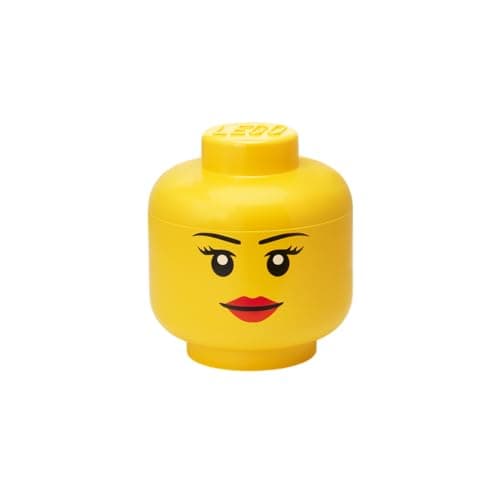 Image of LEGO Storage Head Small - Girl - Polypropylene Storage Box with Lid for Kids' Toy Storage Stackable Organizer and Fun Storage Solution Toy Box yellow