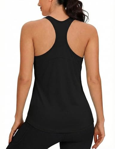 Image of Gyabnw Gym Vest for Women UK Reflective Running Top Breathable Lightweight Racerback Sleeveless Sports Workout Yoga Black