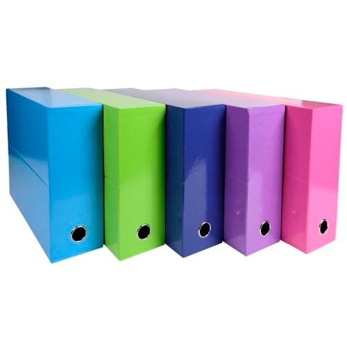 Image of Exacompta - Ref 89929E - Iderama Collection - Transfer Box - 250 x 330 x 90mm in Size, Suitable for Holding A4 Documents, Premium Plastic-Coated Pressboard - Assorted Colours (Pack of 5)