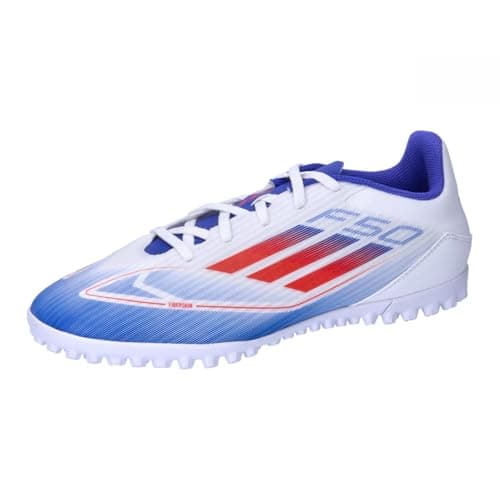 Image of adidas Unisex F50 Club Football Boots Turf, Cloud White/Solar red/Lucid Blue, 9 UK