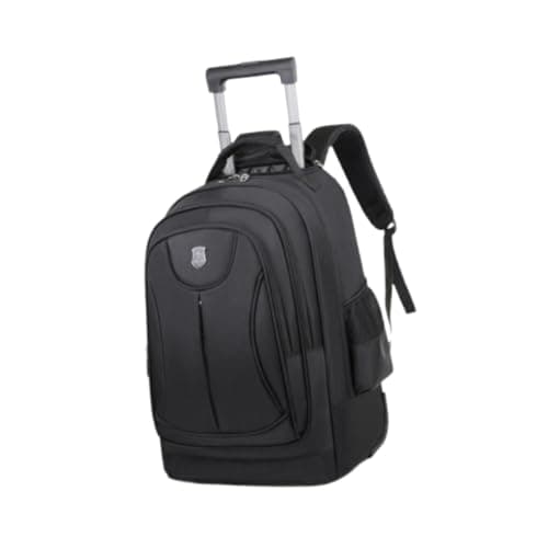 Image of mophrati Functional Trolley Backpack with Wheels Offers Large Capacity While Keeping Weight Distribution Balanced Trolley Backpack with Wheels Double Shoulder Bag, Black, 50x34x22cm