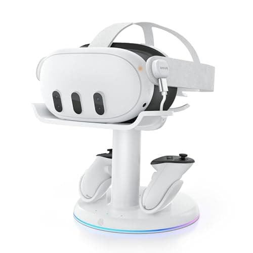 Image of AMVR RGB Charging Dock Compatible with Meta Quest 3/Quest 3S Accessories, 30W Fast Charging Station with USB-C Power Hub, 2 rechargeable controllers batteries (No charging adapter)