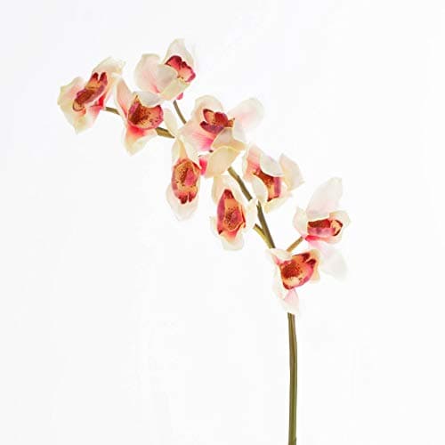 Image of artplants.de Artificial Sprig of Orchid Cymbidium, real touch, cream-pink, 31"/80cm - Single stem orchid/Artificial flower