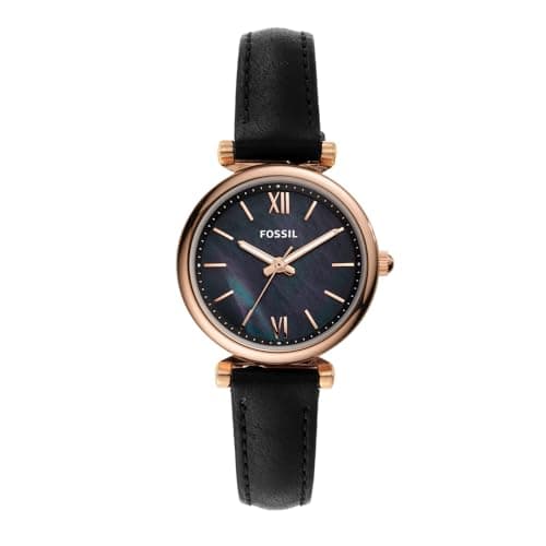 Image of Fossil Watch for Women Carlie , Quartz Movement, 28 mm Rose Gold Stainless Steel Case with a Leather Strap, ES4700