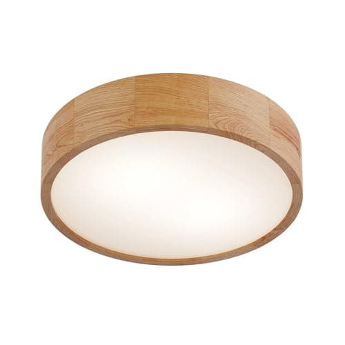 Image of Round Cylindrical Ceiling Light Oak, 2X E27