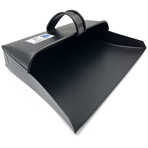 Image of Traditional Large Metal Dustpan Hooded Design with Handle - Cleaning Scoop Suitable for Warm Waste - 12 Inch / 310mm Wide By The Dustpan and Brush Store