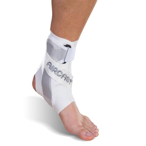 Image of AIRCAST A60 Ankle Support Brace -Ankle Sprain, Chronic Instability, Stabilising Sports Support for Protection & Prevention. Size Medium, Left, White