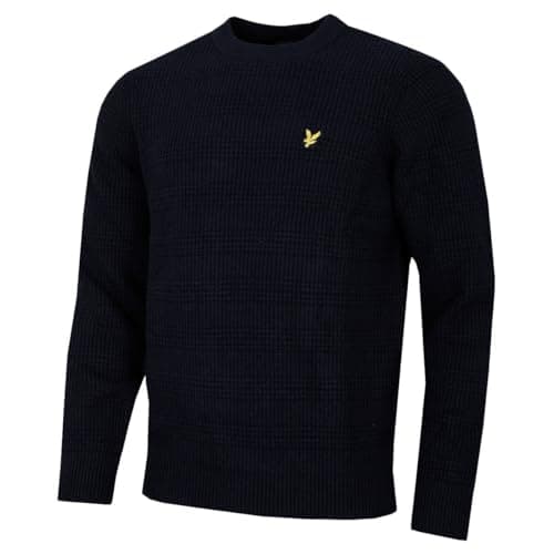 Image of Lyle & Scott Mens Waffle Knit Sweater - Dark Navy - L