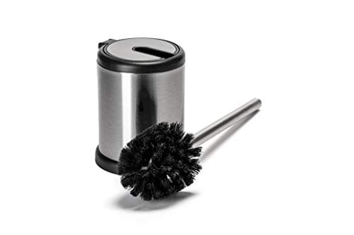 Image of Croydex Auto Closing Toilet Brush, Chrome, H 385mm x W 144mm x D 114mm