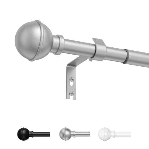 Image of PeSenp Silver Curtain Pole, 86 to 147cm, Extendable Curtain Poles for Eyelet Curtains, 16mm Diameter Metal Curtain Rod for Living Room Bedroom Kitchen