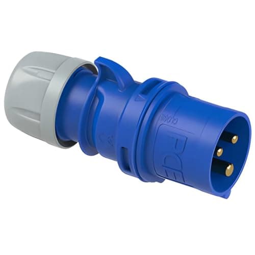 Image of PCE 16 Amp 240v Site Trailing Plug & Socket 230v 16a 3 Pin PCE 240 Volt Blue Hook Up (Male)