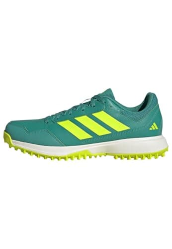 Image of adidas Unisex HOCKEYSTAR Hockey Shoes, Pure Teal/Lucid Lemon/Off White, 11 UK