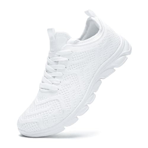 Image of INYO Womens Trainers Running Shoes Fitness Sneakers Lightweight Breathable Jogging Walking Gym Sports Casual Trainers Tennis Shoes White Size 6.5 UK