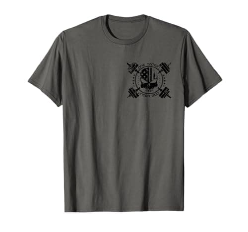 Image of One Nation Under God Skull Barbells American Flag Gym T-Shirt
