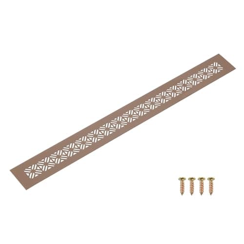 Image of sourcing map Aluminum Alloy Air Vents, 500 x 50mm / 19.7 x 2" Rectangle Louvered Ventilation Grille Cover with Mounting Screws for Door Cabinet Wardrobe, Brown