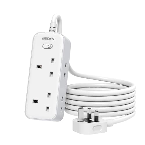 Image of 5M Extension Lead with 3 USB Slots, Mscien Extension Cable 2 Way with 13A Fuse, Shaver Plug Adaptor UK, 5 Metre Extension Cord with Wall Mountable for Home, Bathroom, Office 3250W (White)