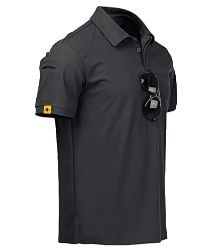 Image of JACKETOWN Men Polo Shirt Short Sleeve Breathable Tennis Shirt Summer Tshirts Men Button Front Polo Shirts for Men Adult Casual Sport Shirt Basic Regular-Fit Golf Shirt(Dark Grey-2XL)