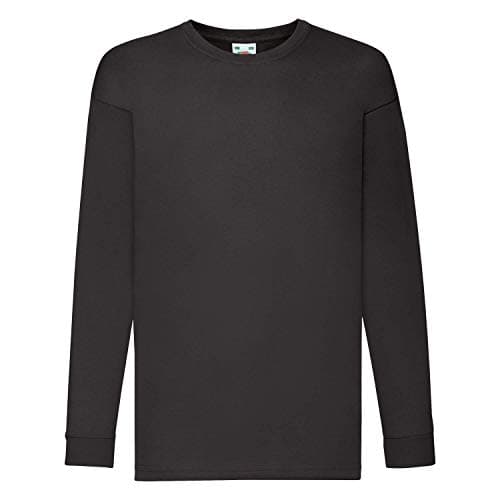 Image of Fruit of the Loom Valueweight Children's Long-Sleeve T-Shirt Choice of Colours - Black - 140