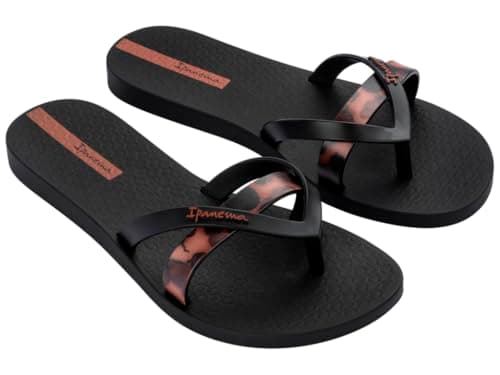 Image of Ipanema Women's Kirei Chic FEM Flip Flops, Black/Brown Tile, 38 EU, Black Brown Tile, 6 UK