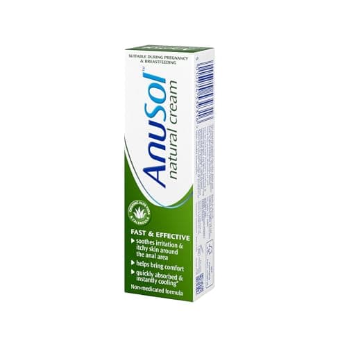 Image of Anusol Natural Cream - 30g Cream with Natural Ingredients - Relieves Anal Itching & Discomfort - Suitable For Pregnancy & Breastfeeding - Non Medicated, Quick Cooling External Relief - Vegan Friendly