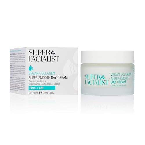 Image of Super Facialist Vegan Collagen Super Smooth Day Cream - Super Smooth Day Cream, Firming, Smoothing & Plumping, Copper, antioxidant-rich Hibiscus, Peptide, Gentle Face Care, Vegan Friendly, 50ml