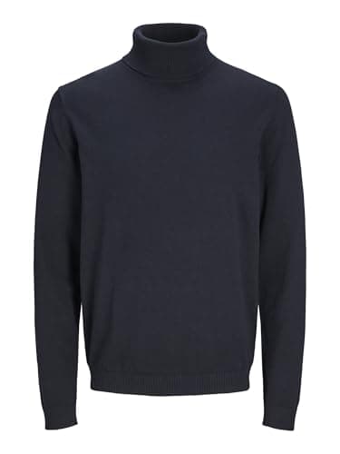 Image of JACK & JONES Men's Jjebasic Knit Roll Neck Noos Knitted Jumper, Blazer Navy, L