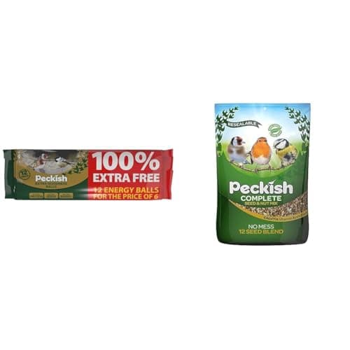 Image of Peckish Extra Goodness Energy Ball 6 + 100% Extra Free & Complete Seed & Nut Mix for Wild Birds - 1kg Pack