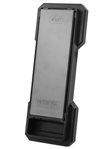 Image of Faithfull Double-Sided Diamond & Ceramic Sharpening Stone Kit – 360G / 1200G Whetstone with Non-Slip Base & Oil Tray, Knife & Tool Sharpener for Chisels, Plane Irons & Blades – 190 x 65mm