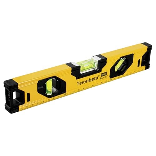 Image of Teronbeta Aluminium Alloy Spirit Level 300 mm/12 Inch Shock Proof Torpedo Level with Magnetic Base and 3 Bubble 45°,90°,180° - Yellow/Black