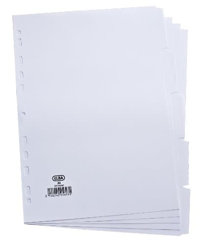 Image of Elba A4 5 Part 160gsm Card Divider - White
