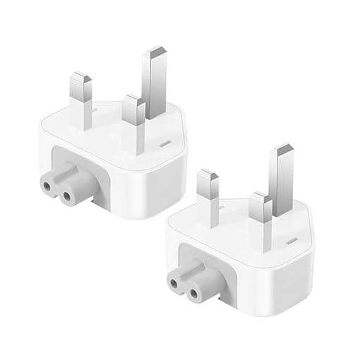 Image of 2 Pack UK Plug Charger for A-pple Macbook, AC Adaptor Wall Plug 3 Pins Standard Head Travel Plug for MacBooks Pro Air Mac iBook iPod iPad iPhone USB Power Adapters Replacement
