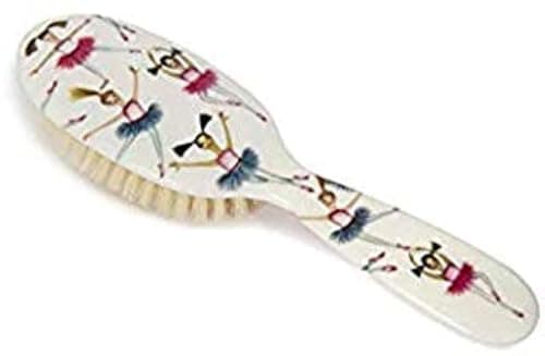 Image of Rock & Ruddle Soft White Natural Boar Bristle Hairbrush for Babies and Young Children. Perfect for Fine Hair Detangling and Smoothing. Ballet Dancers Design, Small