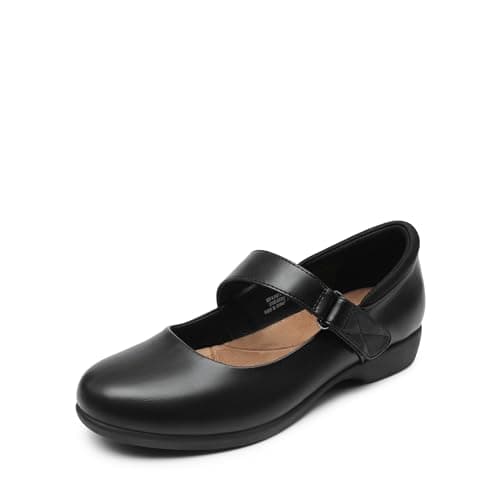 Image of DREAM PAIRS Women's Strap Mary Jane Flats, Casual Work Office Comfort Shoes for Lady SDFA2407W Black Size 7 UK/9 US