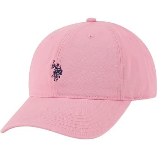Image of U.S. Polo Assn. Men's U.s Polo Assn. Cotton Adjustable Curved Brim With Embroidered Small Pony Logo Baseball Cap, Pink, One Size UK