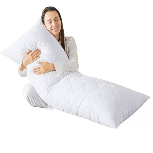 Image of Adam Home Quilted Bolster Pillow (Double 4FT 6 Inch) Non-Allergenic Orthopedic Long Pillow for Side Sleeper, Back, Neck, Pregnancy, Maternity Support, Full Body Pillow