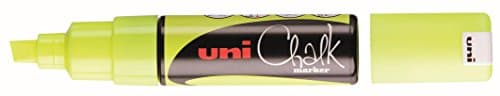 Image of UNI Chalk PWE-8K FL Yellow Marker Chisel TIP (8.0mm BX 6)