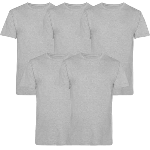 Image of Men’s T-Shirts Multipack | Crew Neck Short Sleeve | 100% Cotton | Casual, Gym, Work, DIY, or Events | Comfortable and Durable Plain T-Shirts | Pack of 5 Grey Large
