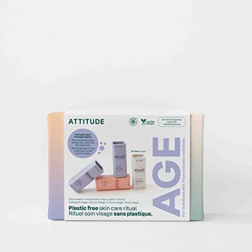 Image of ATTITUDE Oceanly Aging Skin Daily Facial Care Routine Box Set, EWG Verified, Plastic-free, Plant and Mineral-Based Ingredients, Vegan Skin Care Products, PHYTO AGE, Set of 4 Travel Size Bars