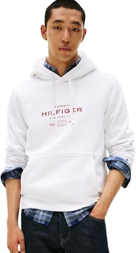 Image of Tommy Hilfiger Men’s Oval Graphic Hoodie with Logo, White (White), XXL