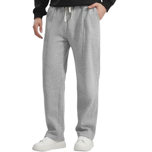 Image of SHAGGA Sweatpants Mens Straight Leg Uncuffed Hem Loose Fit Joggers Tracksuit Bottoms with Pockets for Running Workout (UK, Alpha, XS, Regular, Regular, Light Gray)