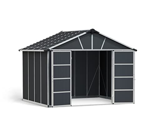 Image of Canopia by Palram Yukon Tool Shed 11 x 9 Metal 271 x 332 cm Grey Polycarbonate Panels Rust Resistant UV Protection