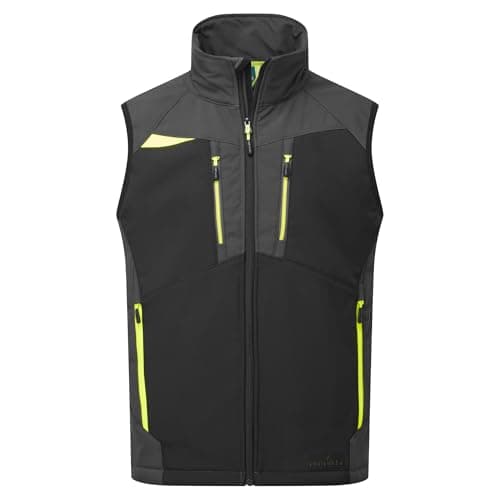 Image of Portwest DX476 DX4 Softshell Work Bodywarmer 3 Layer RipShell Waterproof Breathable Stretch Fabric PFAS Free Multiple Secure Zip Pockets Adjustable Hem Reflective Piping, Metal Grey, XX-Large