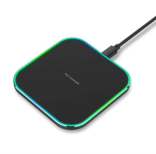 Image of Wireless Fast Charging Pad Qi-Certified15W Max Wireless Charger For iPhone 15 14 13 12 Pro XS Max Mini X XR For Samsung Galaxy S25/S24/S23/S22/S21/ S20/S10, Earphones, with USB-C Cable, (Black)