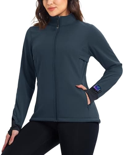 Image of 33,000ft Women's Cycling Jacket Ladies Waterproof Softshell Jacket Fleece lined jacket Windproof Running Jacket Reflective Autumn/Winter Cycling Jacket Midnight Blue XL