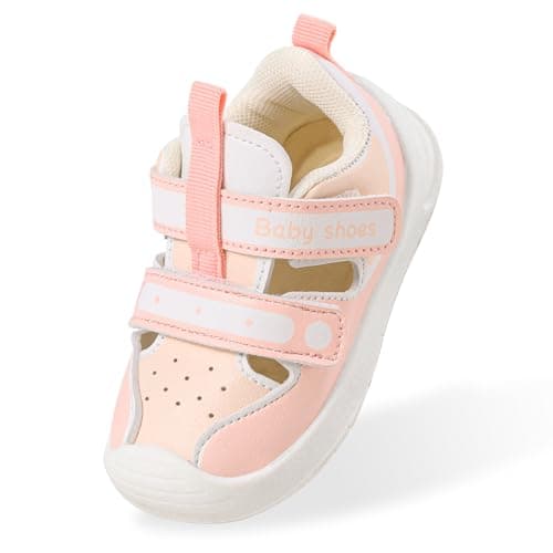Image of LACOFIA Baby Sandals Girls First Walking Shoes Toddler Non Slip Summer Walkers Pink 4.5
