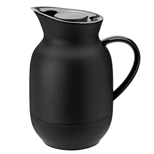 Image of Stelton Amphora Insulated Coffee Pot, Thermos Flask, 1 Litre Plastic Jug with Thermal Glass Insert, Accessories for Household, Kitchen, Dining Room, Matte Finish, Soft Black
