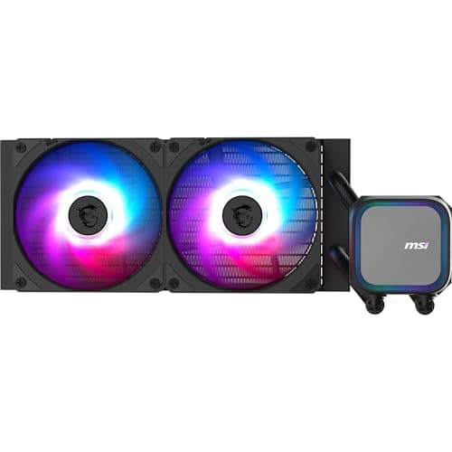 Image of MSI MAG CORELIQUID A13 240 AIO CPU Liquid Cooler - Full CPU Coverage, Improved Water Channel Design, Minimalism Meets Illumination, CycloBlade 7, Split-Flow Radiator, Rifle Bearing Fans
