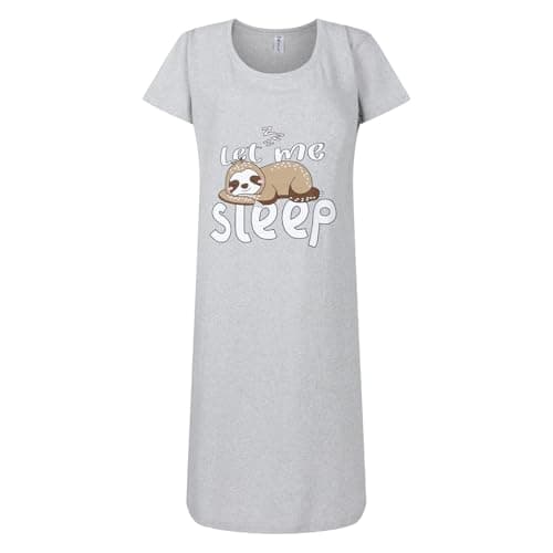 Image of Ladies Nightie Short Sleeve Nightdress Fun Novelty Prints UK 10 to 24 Sleep Wear (Grey, Zzzz, 14-16)